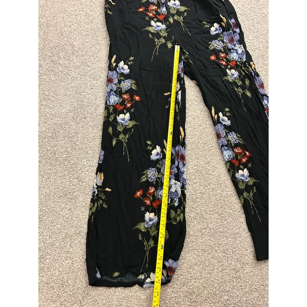 American Eagle‎ Jumpsuit Womens Medium Black Excellent Floral Wide Leg Smocked